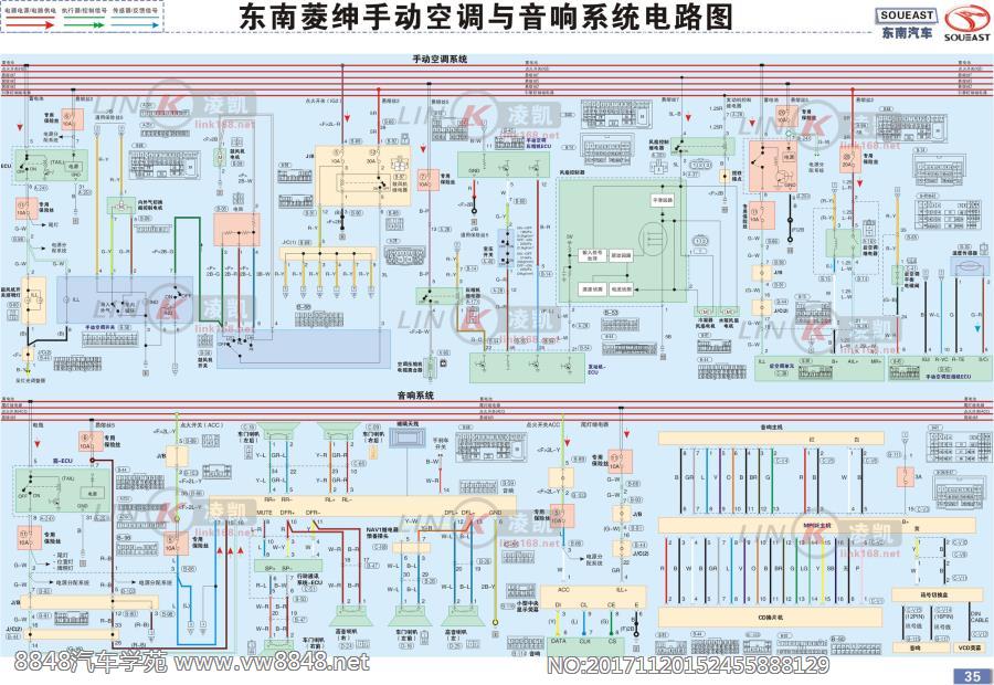 东南汽车 菱绅手动空调与音响系统电路图